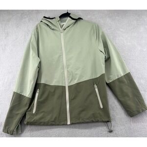 PacSun Jacket Mens Small Green Colorblock Hooded Windbreaker Ripstop Mesh Lined